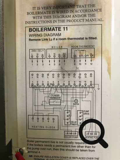 Boilermate 2 wiring diagram, easily missed, on inside face of removable tall white controls cover.